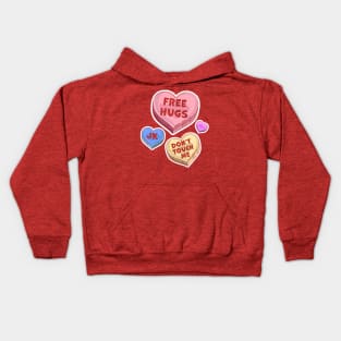 Free Hugs Just Kidding Don't Touch Me Valentines Day Hearts Kids Hoodie